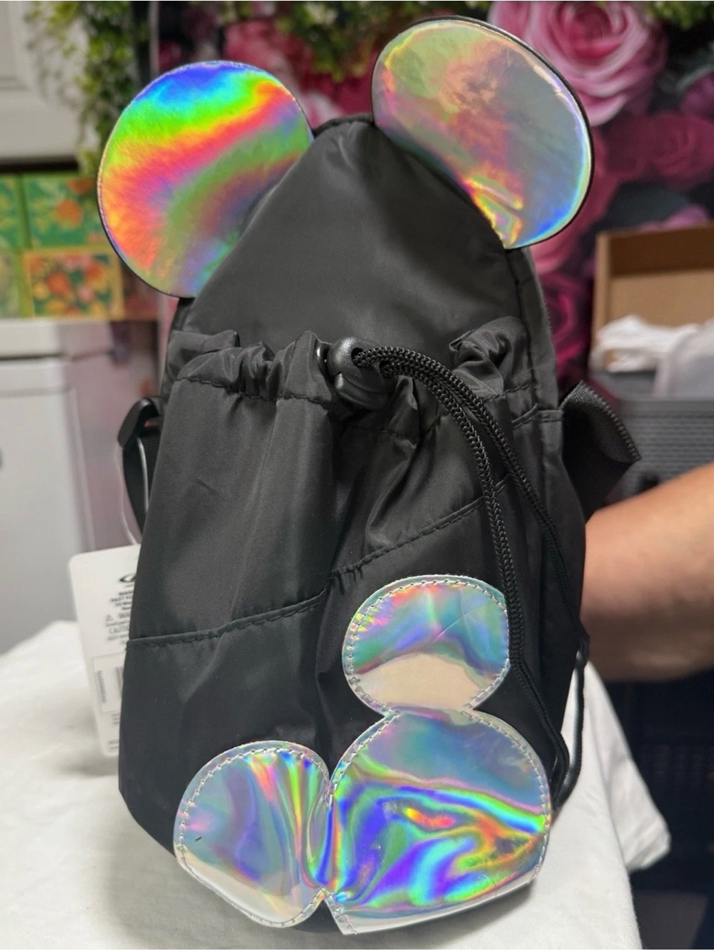 Disney Mickey Mouse Small Black crossbody/cup holder w/Iridescent Ears
